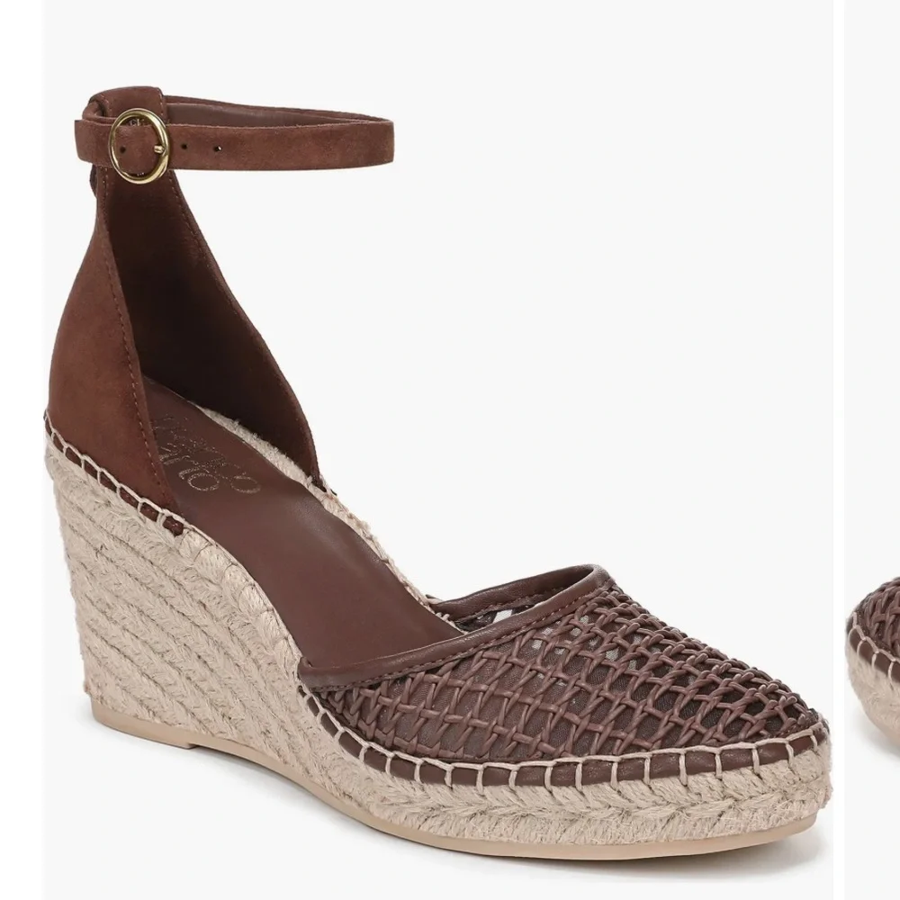 Franco Sarto Idalia Espadrille Wedge Sandals Dark Brown Size 7.5 NWOT